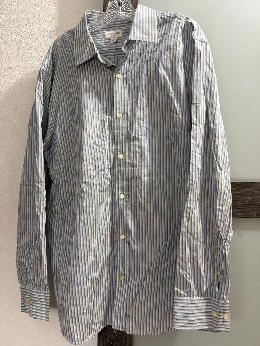 Banana Republic Blue and White Striped Dress Shirt